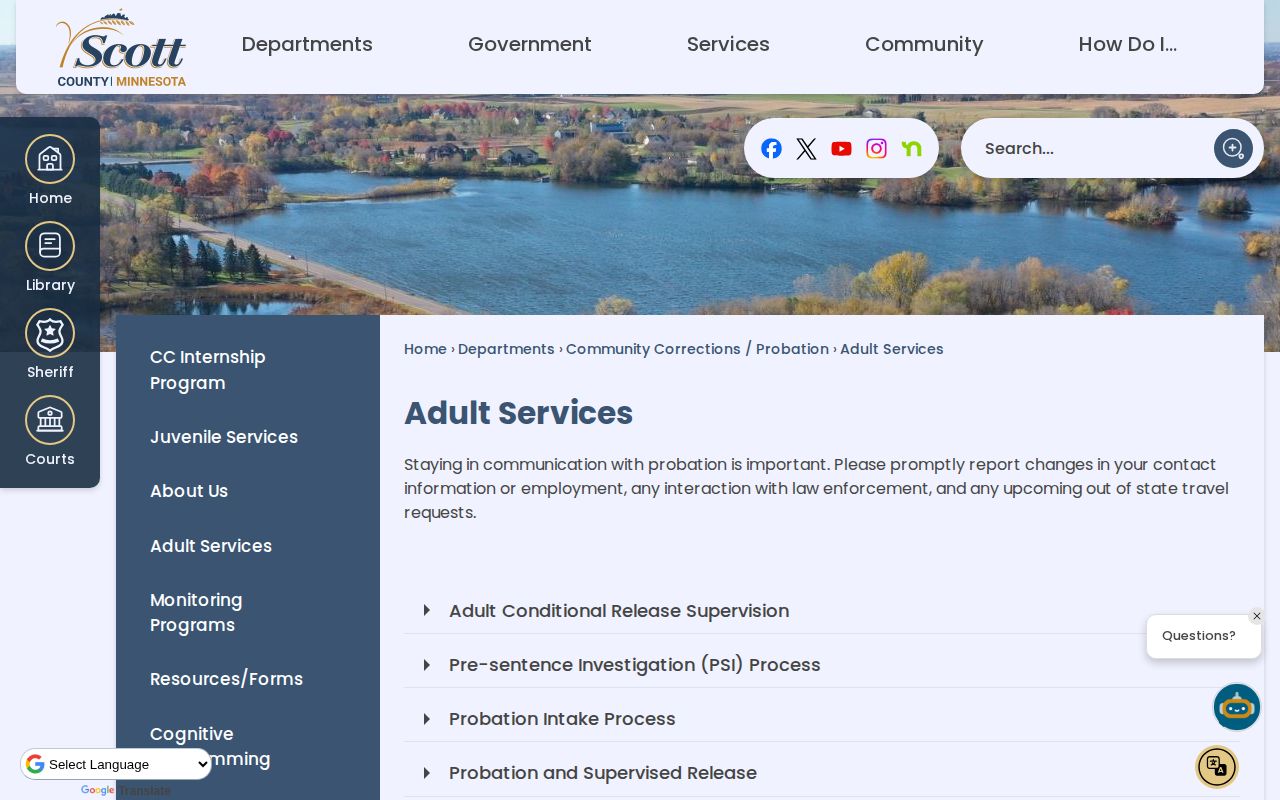 Scott County parole and probation Adult Services routes