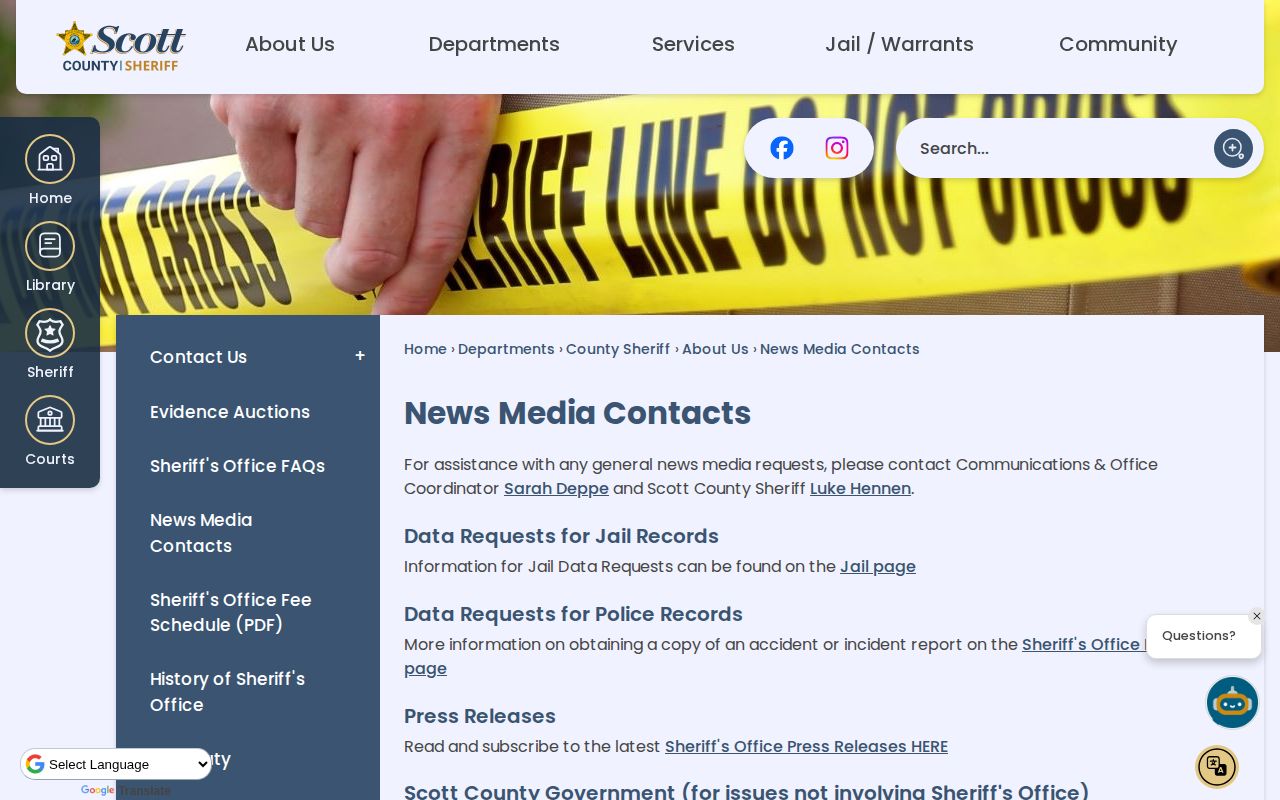 Scott County official news route for released inmate mugshot context